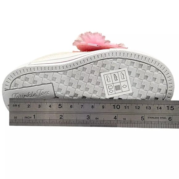 Skechers Toddler Girl's Twinkle Toes Slip-on Sneakers Size 7 White/Pink Glitter - Picture 10 of 12